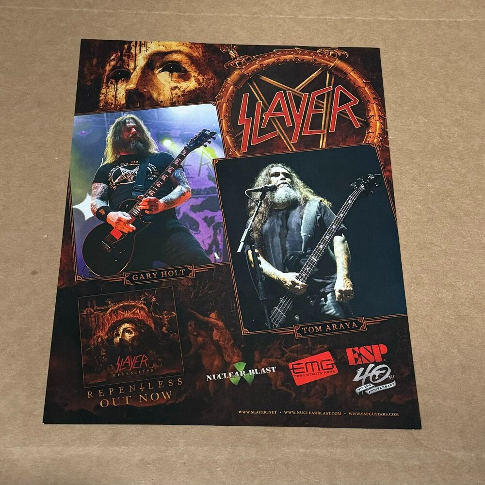 Gary Holt & Tom Araya of SLAYER - ESP Guitars - 2015 Print Advertisement